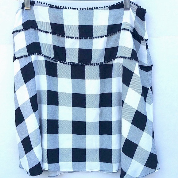 NWT AFRM Womens size XL Blaze Noir Blanc Gingham Plaid knee length skirt - Picture 2 of 8